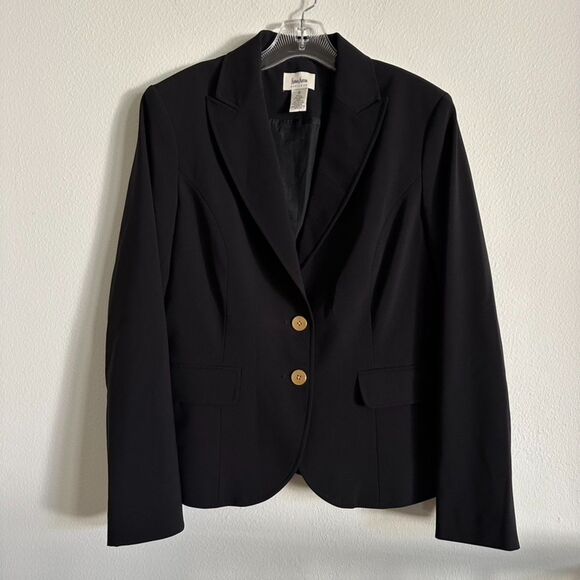 Neiman Marcus Black Wool Blend Blazer Jacket Sz 8 Classic Preppy Office Work - Picture 1 of 9